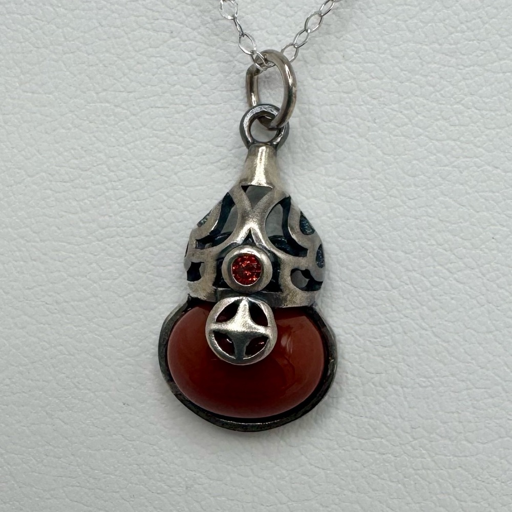 Red Agate Lucky Gourd Necklace